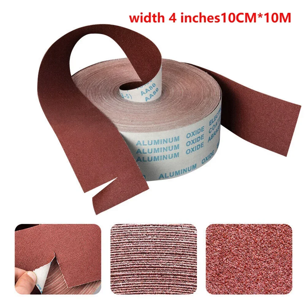 Sandpaper Roll Emery Cloth Sand Paper Sanding Abrasive Sheets 10 Meter Length 4'' 100mm Width 80 120 180 240 600 800 Grit