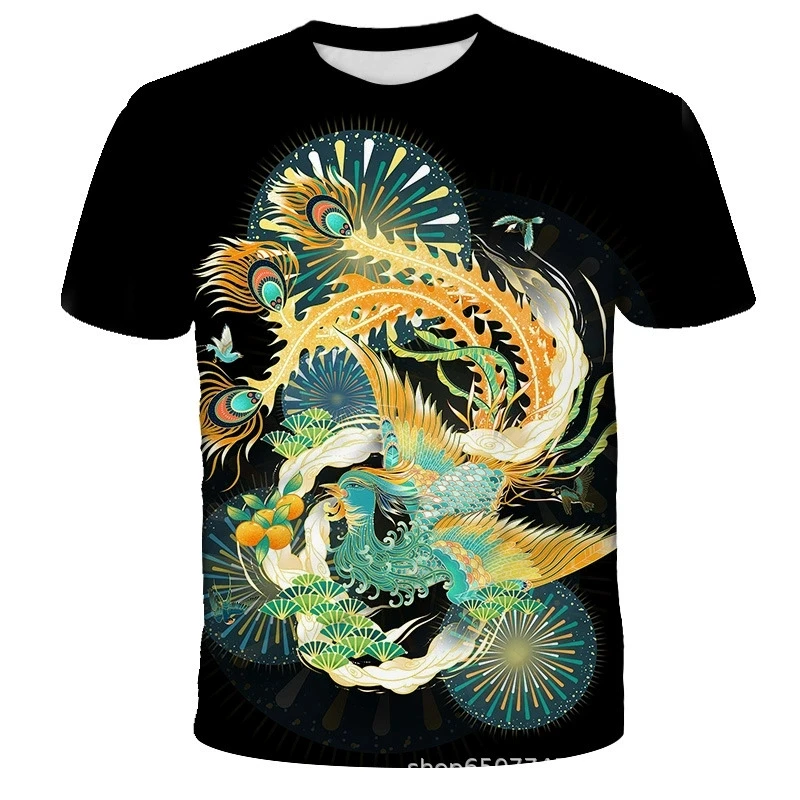 Peacock Men's Short Sleeve Crew Neck T-shirt Summer Outdoor Special Casual Comfort Tops Harajuku Oversized Summer Woman