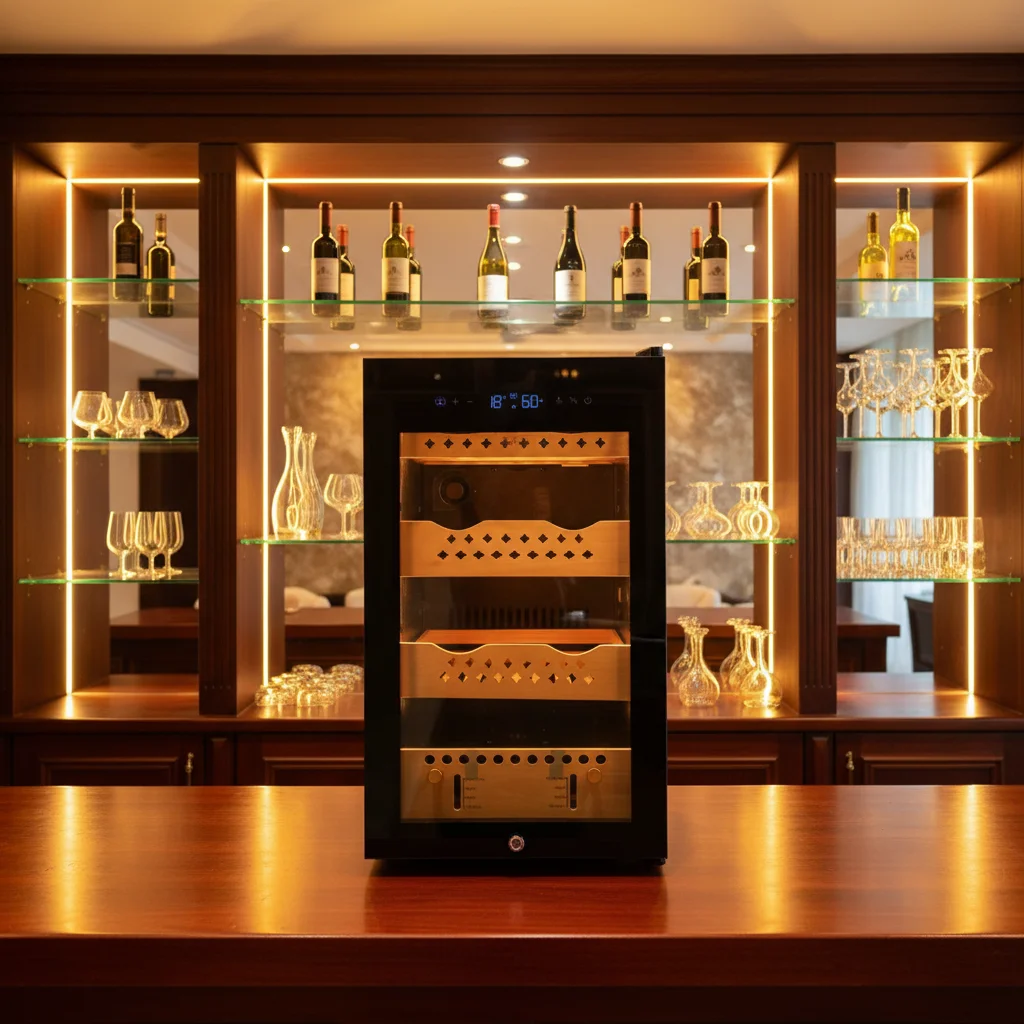 Personalized Portable Luxury Electric Cigar and Humidor Combo Wine Cellar Cabinet with Temperature Control for   Use