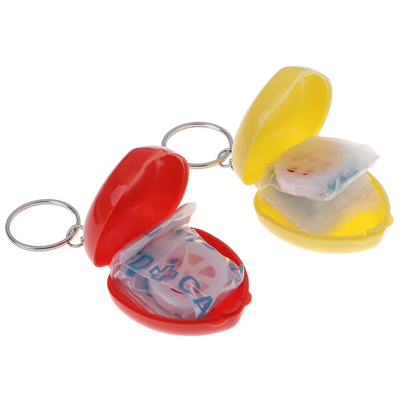 Print logo CPR Mask KeyChain Mouth To Mouth Rescue Shields In Mini Heart Box Red Cpr Face Mask First Aid Kit Portable