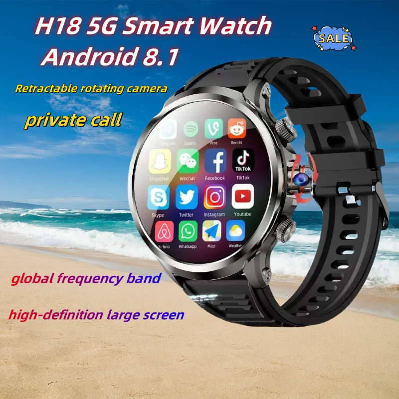 

H18 Smart Watch With 500W Camera 128GB Storage 1 95 Inch IPS Display GPS WIFI Heart Rate Tracking Android 9 0 Smartwatch