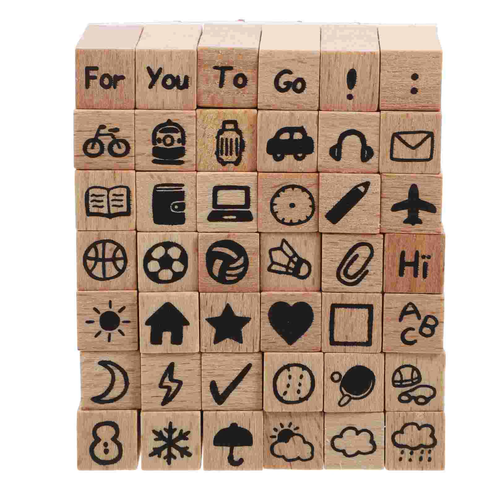 

42 Pcs Handbook Seal Set Stamps for Journaling Alphabet Wooden Scrapbooking Rubber Child Postage