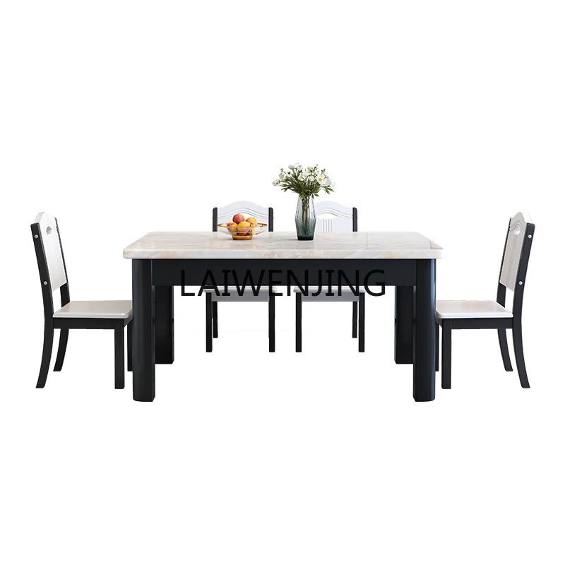 

MJY marble dining table and chair combination rectangular solid wood small apartment dining table