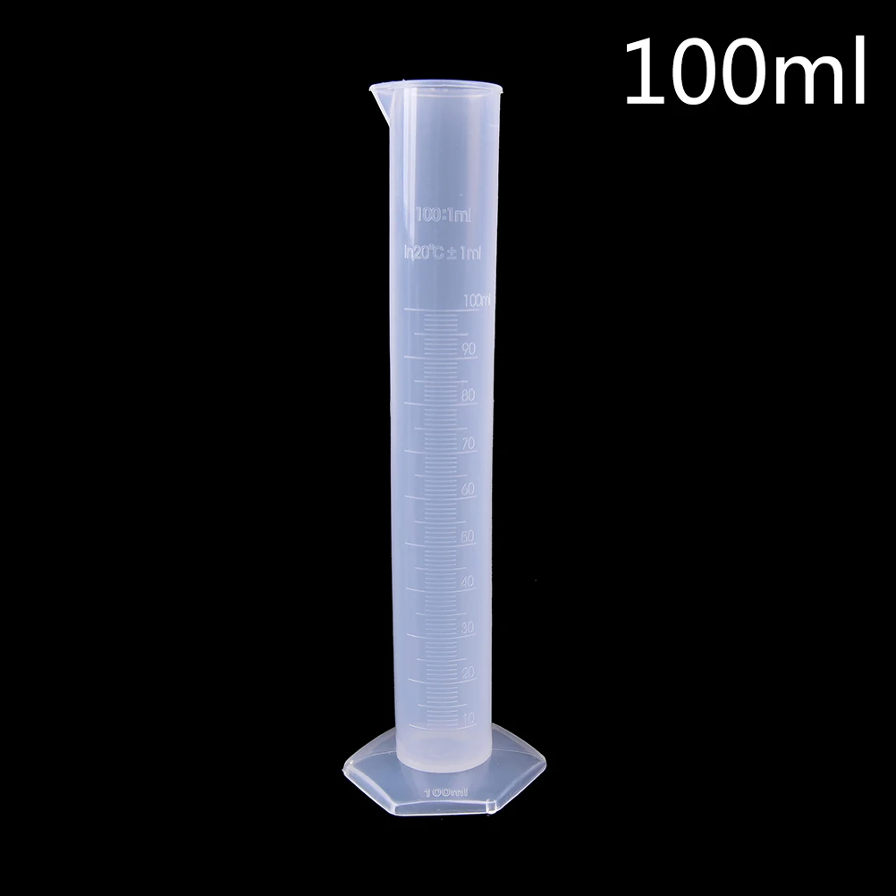 10/25/50/100/250ML plastikowy Cylinder pomiarowy Test laboratoryjny z podziałką