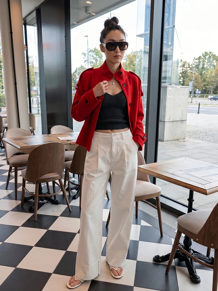 Women'S Fashion Utility Jacket - HH Cropped Stand Collar Utility Jacket