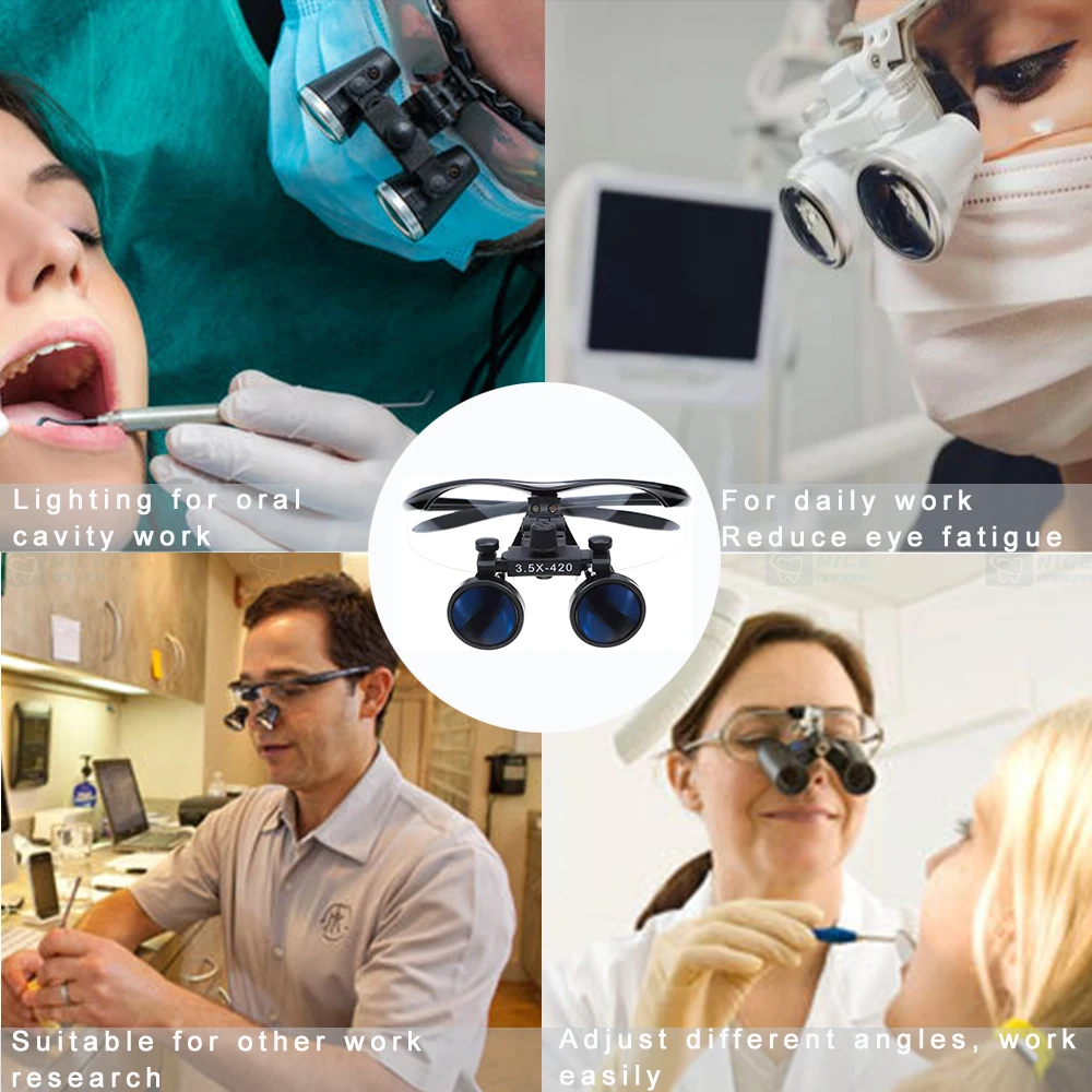 2.5x 3.5x ampliação binocular dental lupa cirurgia cirúrgica lupa com farol led luz dentista médica lupas lâmpada