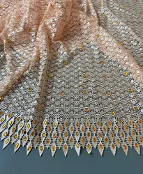Shine Czech Stones Neat Embroidery Guipure Lace Soft African Cord Fabric Sewing Dubai Occasional Clothing Nigeria Wedding Dress