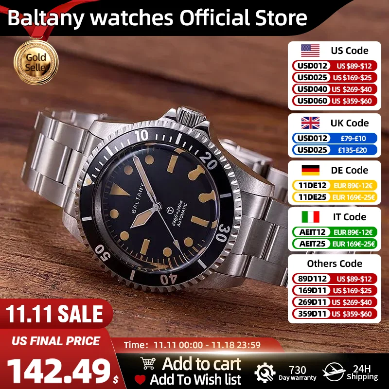 MilSubmariner Homage Diver Watch NH38 Automatic Mechanical Watch Mens S3075 20Bar Waterproof Vintage  Wristwatch 2024 New