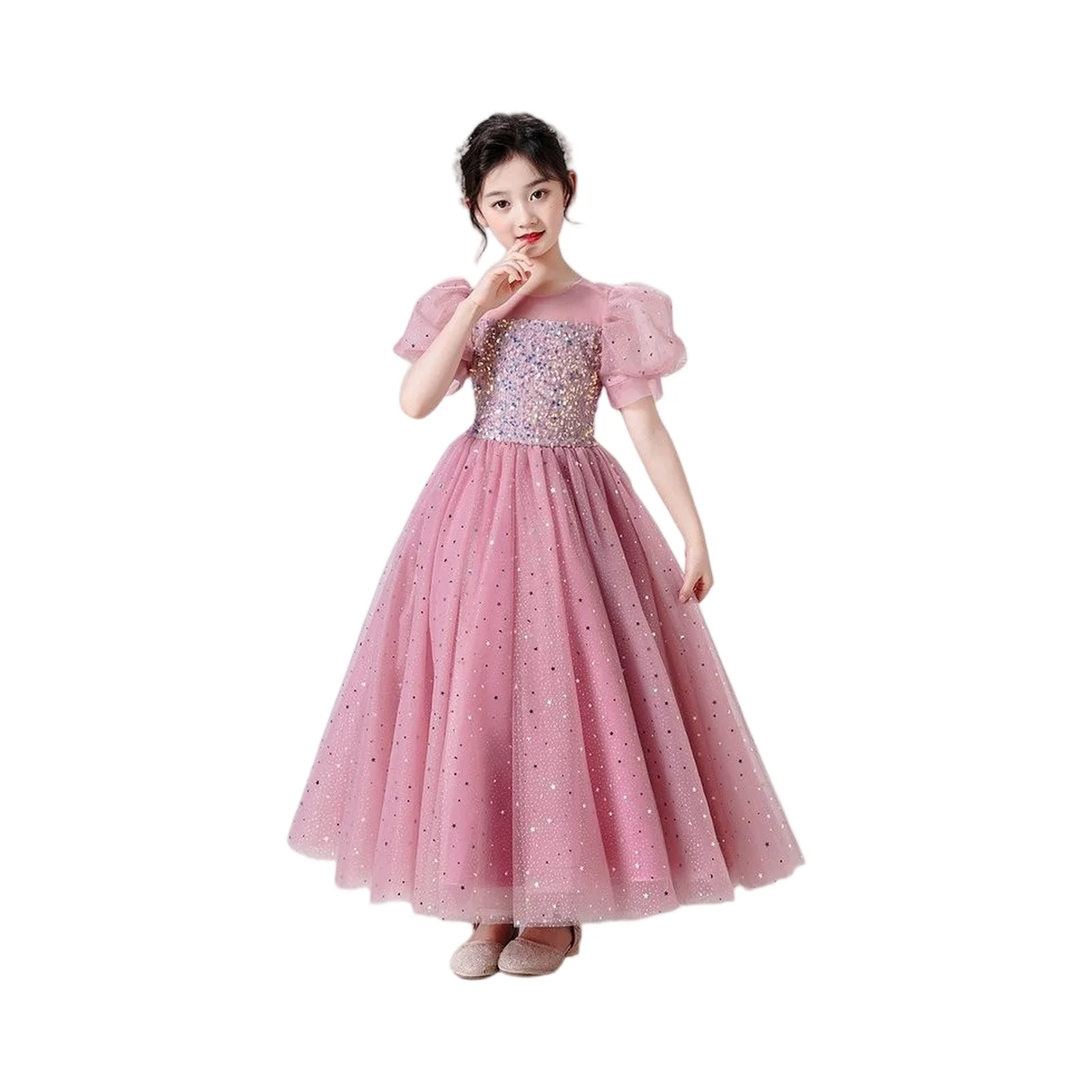 

Kid Ball Gown Baby Girl Birthday Party Christmas Dresses Children Girl Party Dresses Flower Comunion Gown Girls Mesh Long Dress
