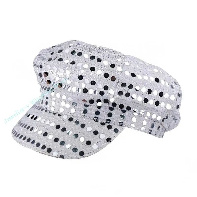 

R7UF Мерцающая серебристая шляпа для торжеств, театральных представлений Дышащий дизайн Легкий практичный полиэстер