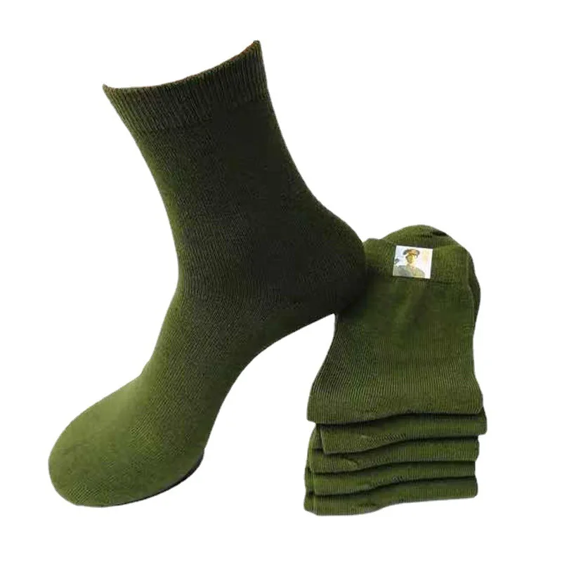 3 Pairs Men Socks Vintage Durable Wear-resistant Practical Solid Color Male Sock Mature High Quality Army Green Male Sock Meias