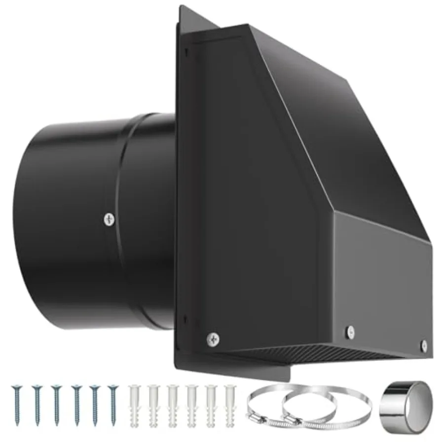 

8 Inch Hooded Wall Vent with Screen and Damper Galvanized Steel Exhaust Wall Vent Outdoor Wall Vent Cap for Residential Housing
