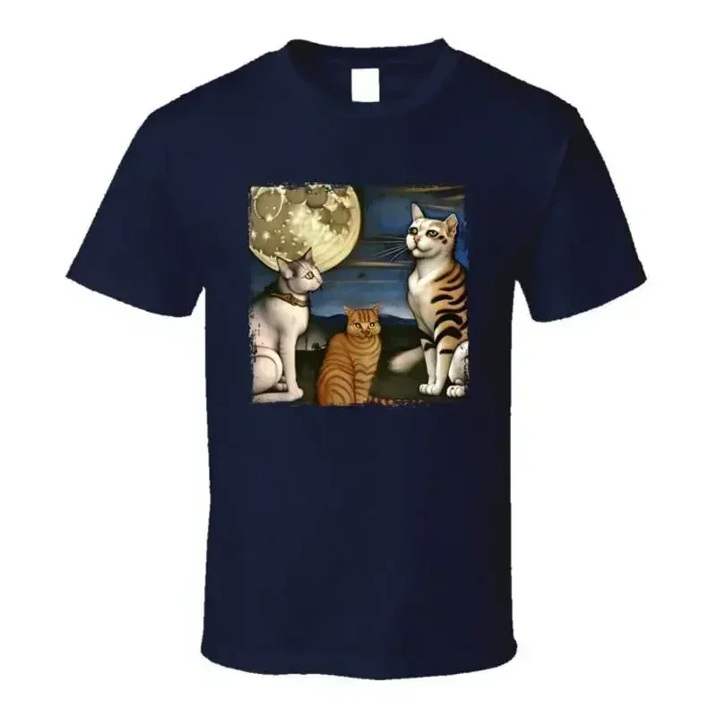 Cats Sitting Looking At The Moon T Shirt