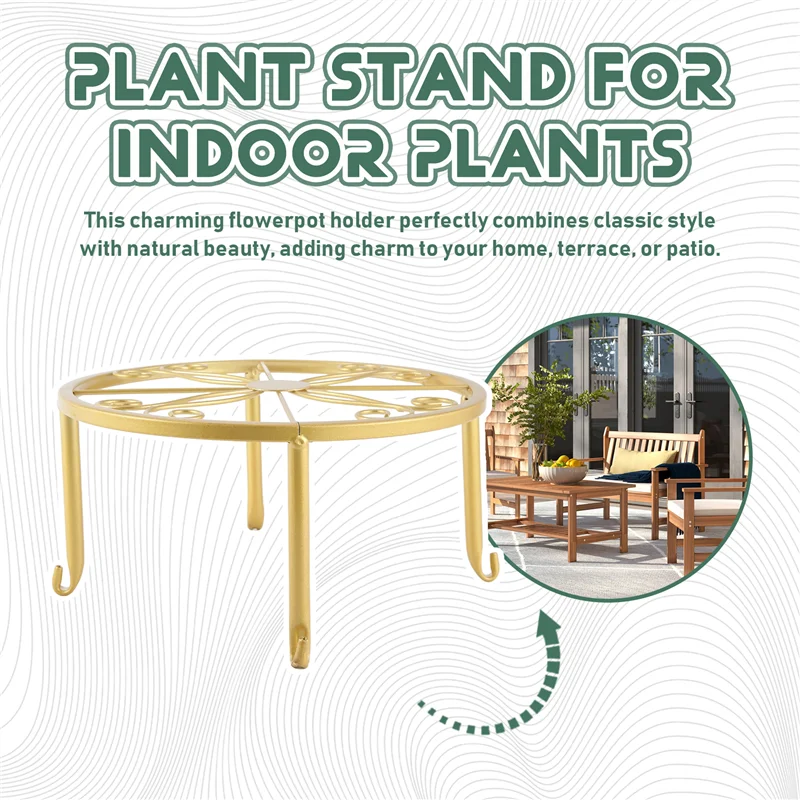 A23E-Floor Iron Pot Plant Stand Flower Shelf Holder Garden Shelves Garden Plant Balcony Round Rack Home Decor