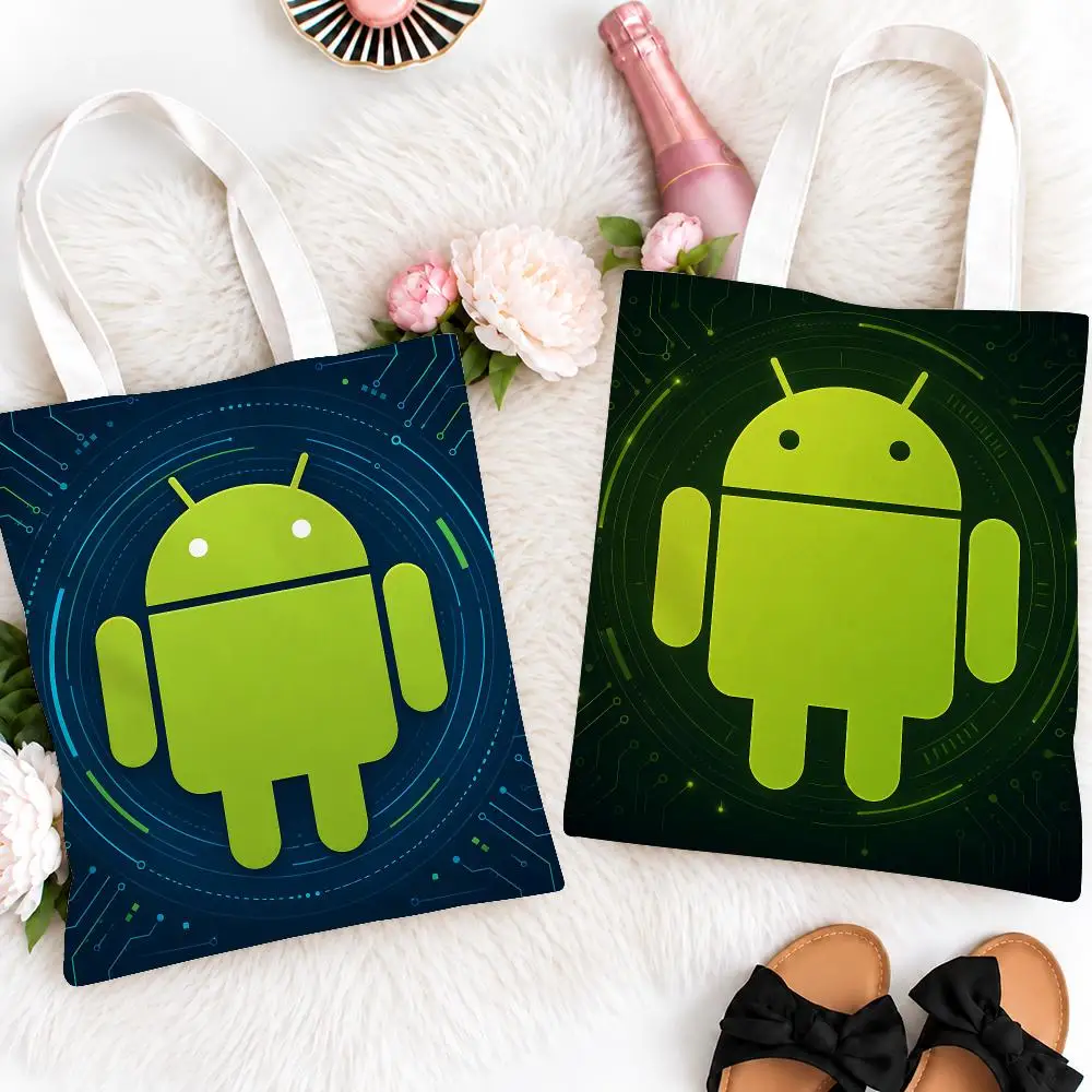 Modern Brand A-AndroidS Storage Bags Eco Canvas Tote Odorless Reusable Double Print Shopping Bag