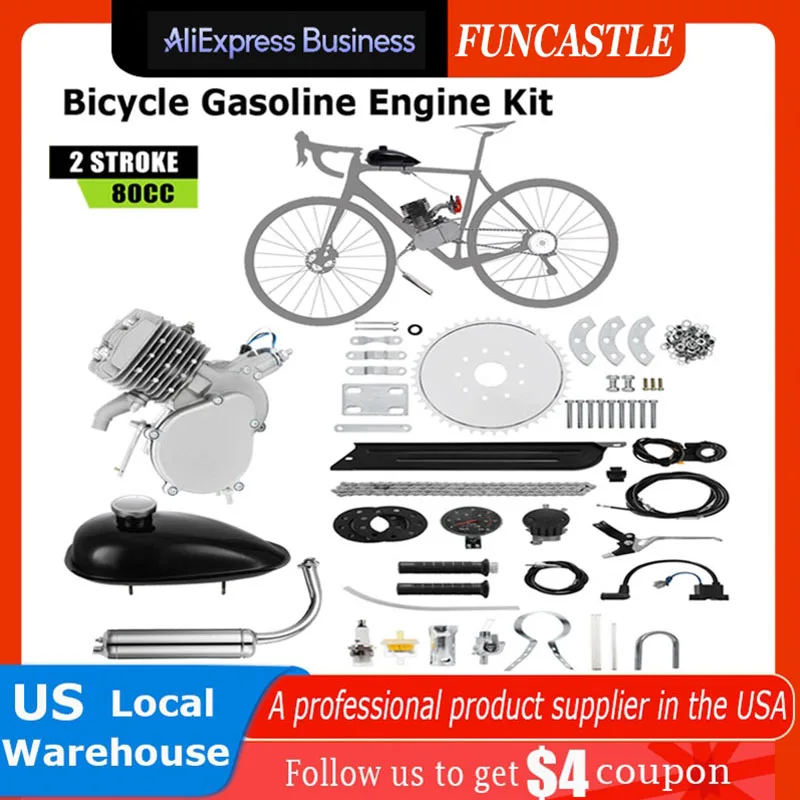 

80cc Gas Engine Kit 2 Stroke Motor Kits Motorized For DIY Electric Petrol Gas Conversion Engine Kit US Dropshipping Wholesale