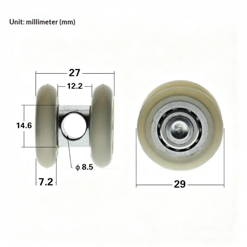Positionierungsstift für Feuerrolltore, 29 mm, hochbelastbare Überrollrolle für die Montage von Industrie- und Gewerbetüren – Detail 1