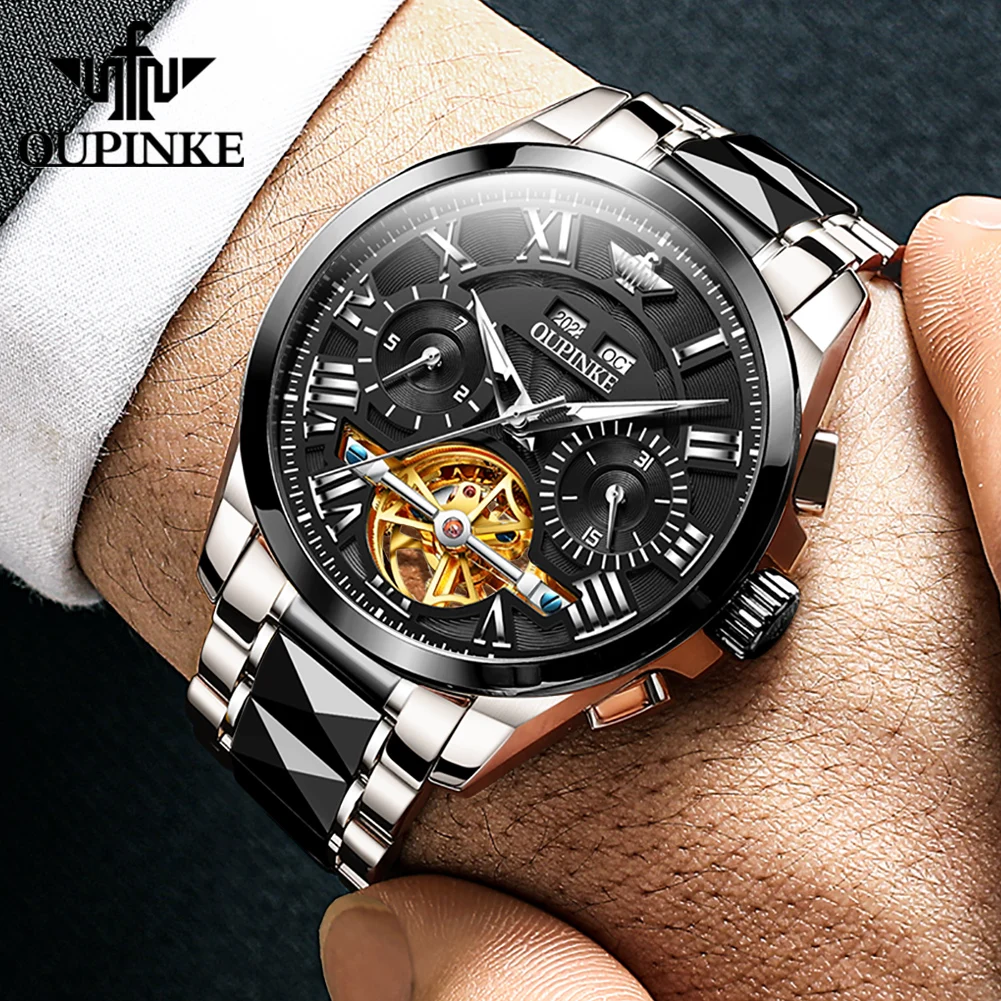 OUPINKE 3236 Top Brand Mechanical Watch for Men Waterproof Sapphire Mirror Tungsten Steel Luxury Dress Men Wristwatches