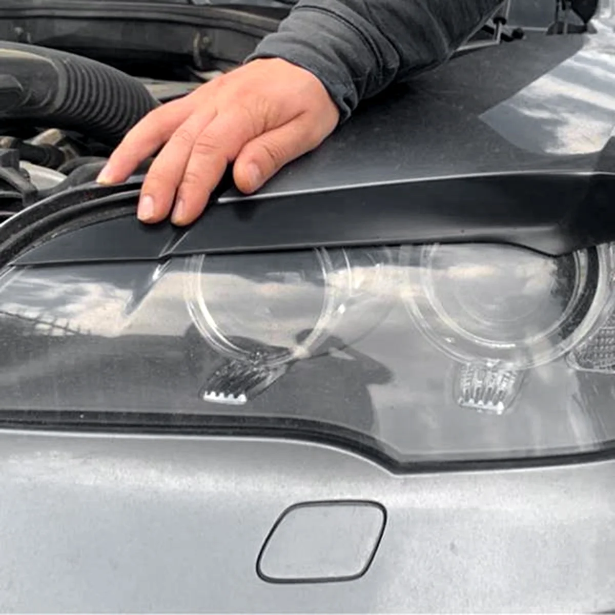 Mega Sale Car Front Resin Headlight Eyebrow Eyelid Cover Trim for BMW X5 E70 2007-2013 Gloss Black