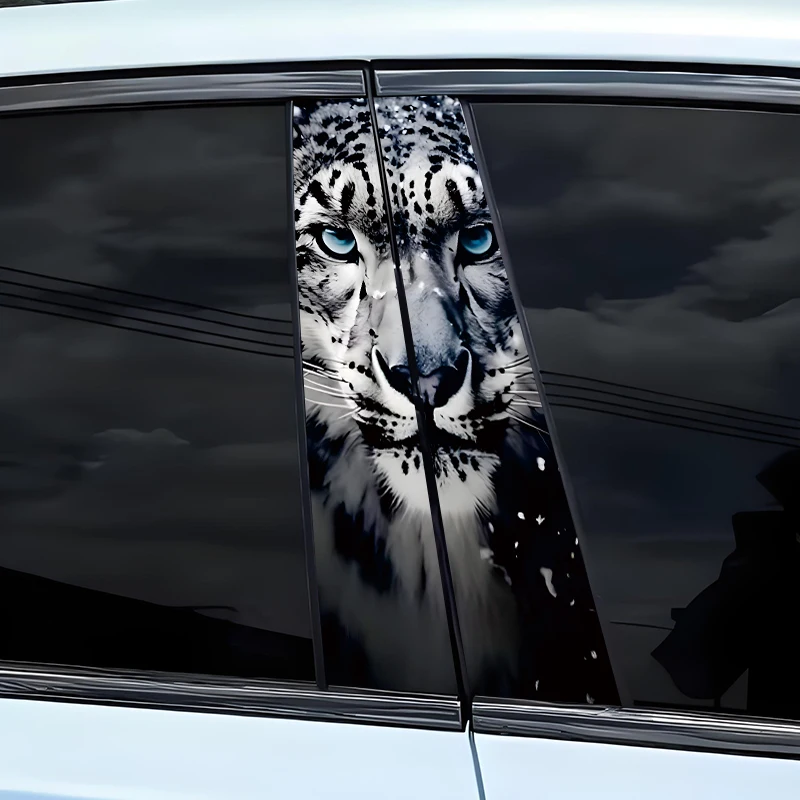 2 Self-Adhesive Tiger Stickers Set for Car B-Pillars - High Gloss Vinyl Stickers, Easy to Apply Rectangle Stickers