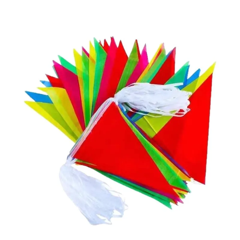 50M Length Pennant Banner Multicolor Nylon Fabric Flag String Decor 5.12 x 7.09in Hanging Banner Decoration Grand Opening