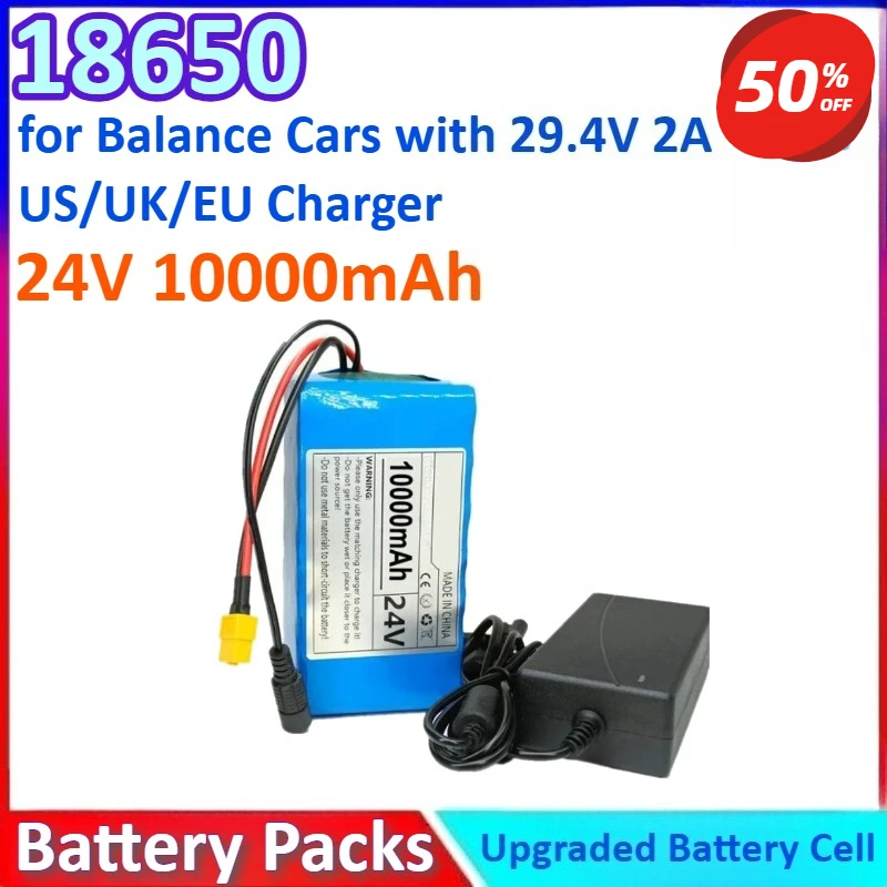 

18650 7S3P 24V 10000mAh New Lithium-ion Battery Pack for Electric Bicycles and Balance Cars with 29.4V 2A US/UK/EU Charger
