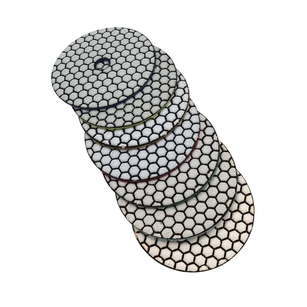 7pcs 4 Inch 100mm Dry Polishing Pads Flexible Sanding Discs For Granite Marble Quartzite Glass Stone Grinding Abrasive Tools