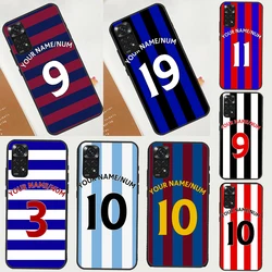 Personalised Football Number Strips Phone Case For Xiaomi Redmi Note 12 8 9 10 11 Pro 8T 9S 10S 11S 12S 10A 9C 10C 12C Cover