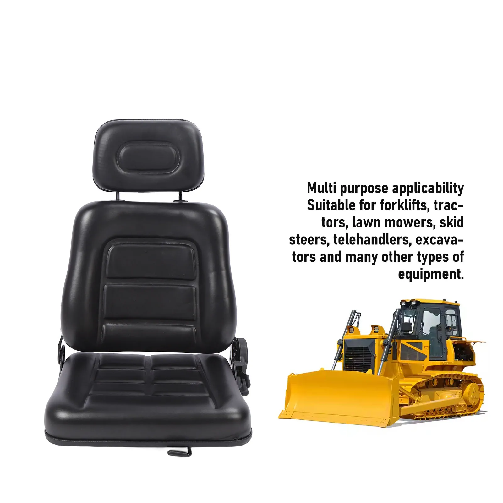 

Excavator Seat Lawn Mower Seat PVC Leather 3 Level Adjustable Headrest Anti Scratch Comfortable for Telehandler