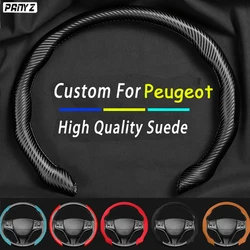 Non-slip Car Steering Wheel Cover Suede For Peugeot 208 2008 308 3008 408 4008 508 5008 107 206 301 Car Accessories