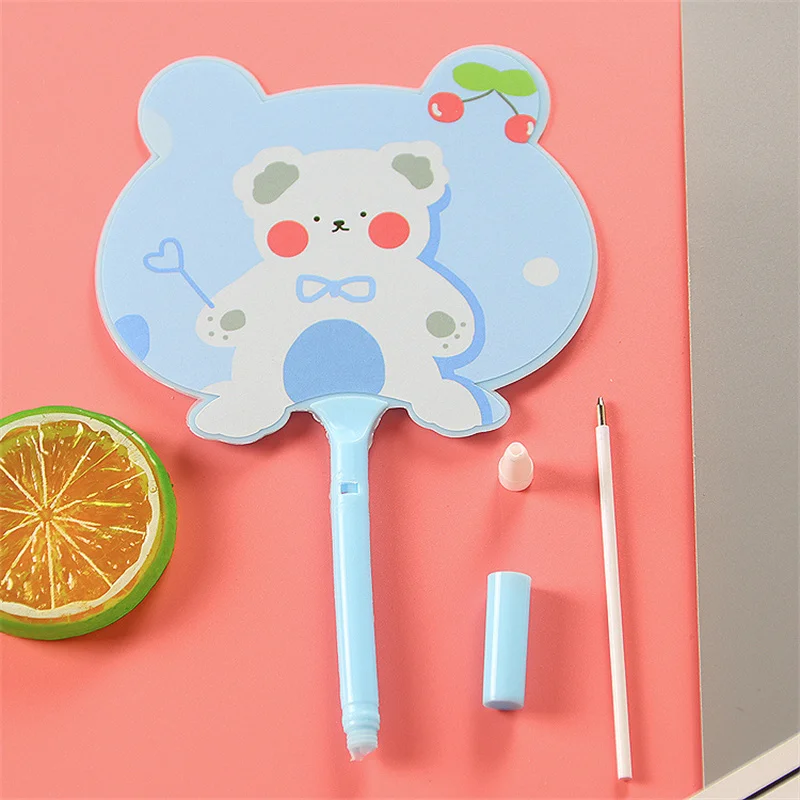 48pcs/lot Creative Rabbit Fan Ballpoint Pen Creative 0.5MM Blue ink Ball Pens School Office Writing Supplies Stationery Gift