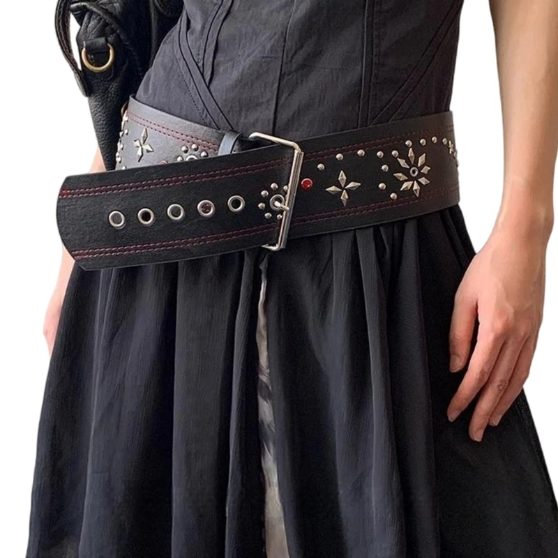 Cintura design a rivestimento con fibbia con fibbia con fibbia in cintura a fibbia larga per donne adolescenti 6xda
