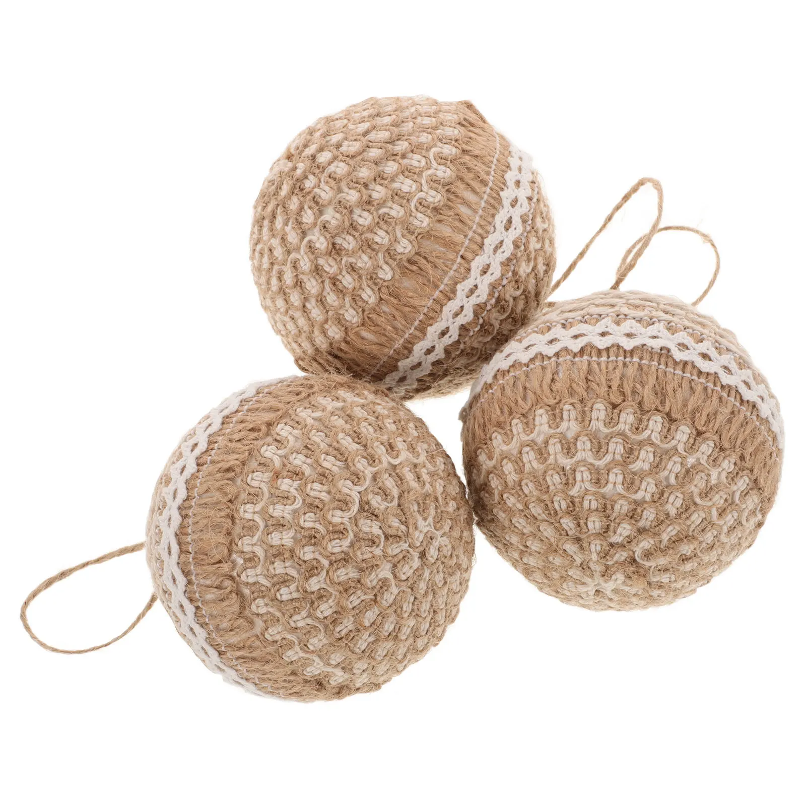 

3pcs Jute Rope Christmas Balls Hanging Ornaments Set For Tree Xmas Party Decor Christmas Decoration Props Festive Holiday Home
