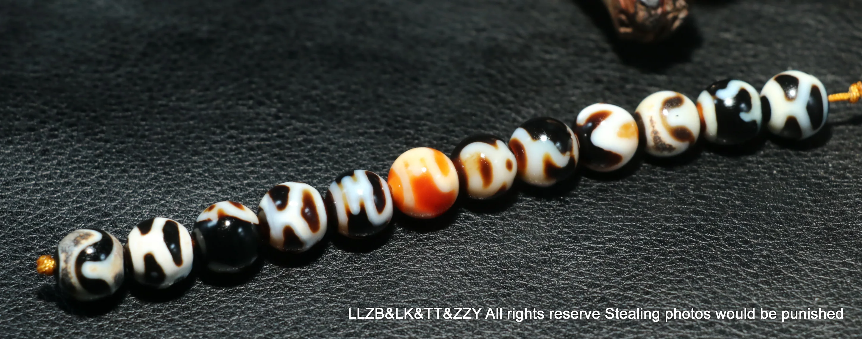 LKbrother Talisman Treasure Set of 12 Tibetan Old Agate  Multy Symbol Small dZi Bead For Jewelry WS 210613A-5