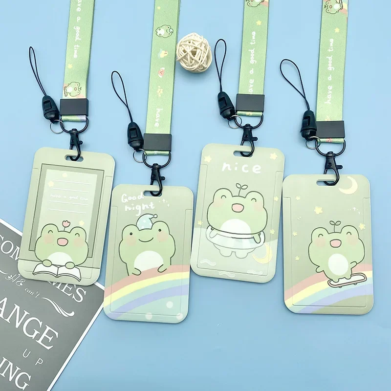 Cartoon Frog Card Holders for Students Cute Green Frog Card Case Adolescent IC Cards Transportation Card Holder