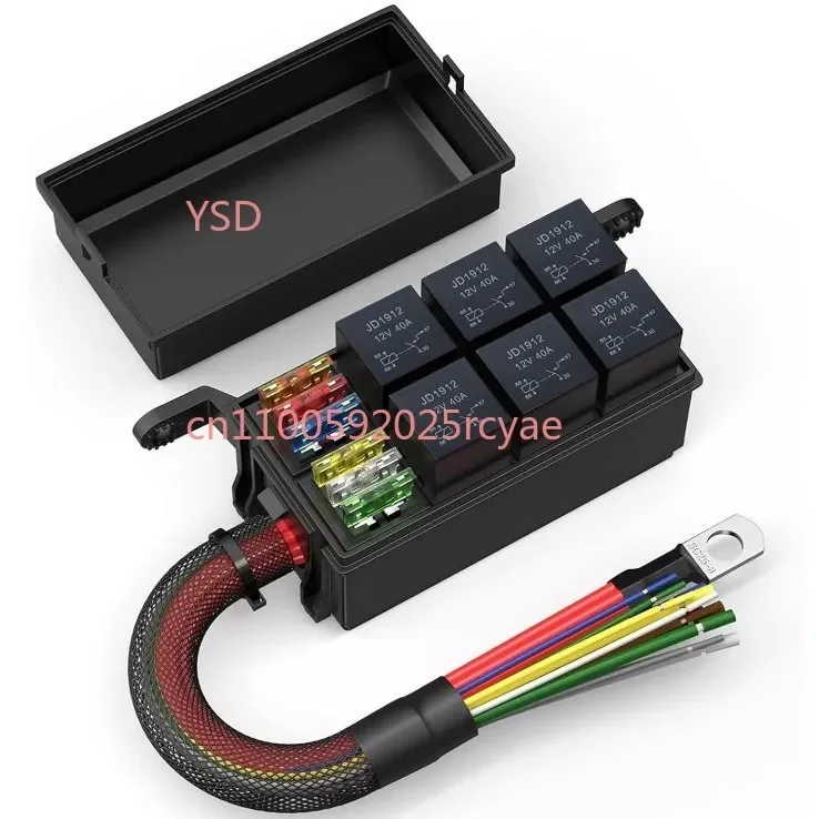 Automobile 6-way relay fuse box Engine fuse assembly Nacelle circuit modification Master control box
