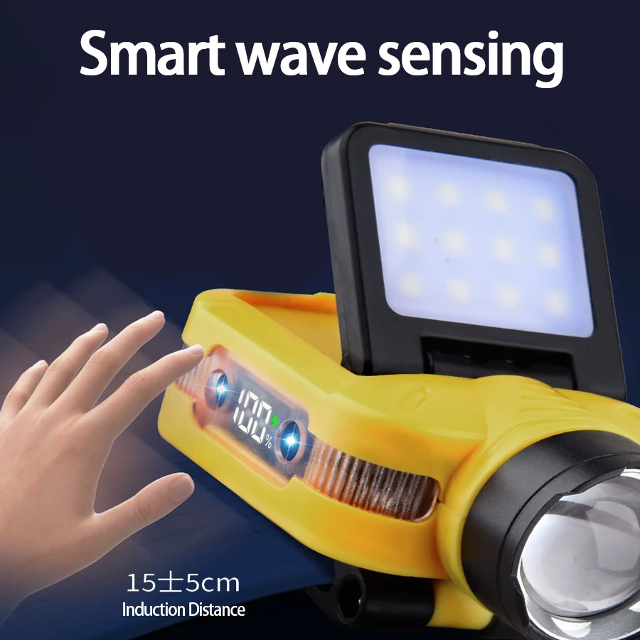 High Power LED Induction Headlight Portable 3-source Type-c Rechargeable Outdoor Waterproof Multifunctional Camping Torch