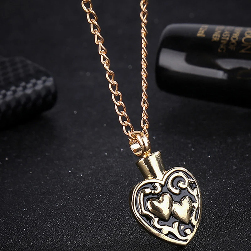 Memory Necklace Stainless Steel Blank Slider Mini Heart Cremation  Necklace Engravable Memorial Ash Keepsake Jewelry 1.8*2.4cm