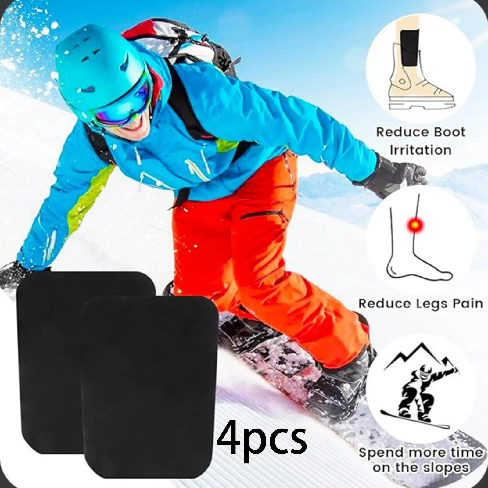 

4x Snowboard Shin Pads Gear High Performance Comfortable Professional Multifunctional Foam Padded Black Protector Accessories