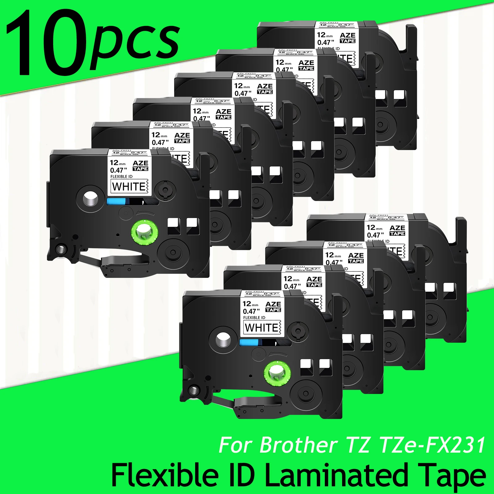

3-10PCS Flexible ID Laminated Tapes Compatible for Brother TZ TZe-FX231 FX631 12mm Label Tape for P-Touch PT-1000 Label Printer
