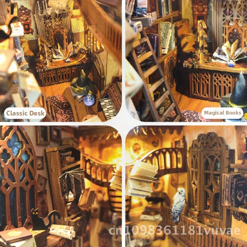 DIY Wooden 3D Hand-Assembled Magic World Book Stand Model Building Toy for Birthday Gift Intellectual Development & Brain