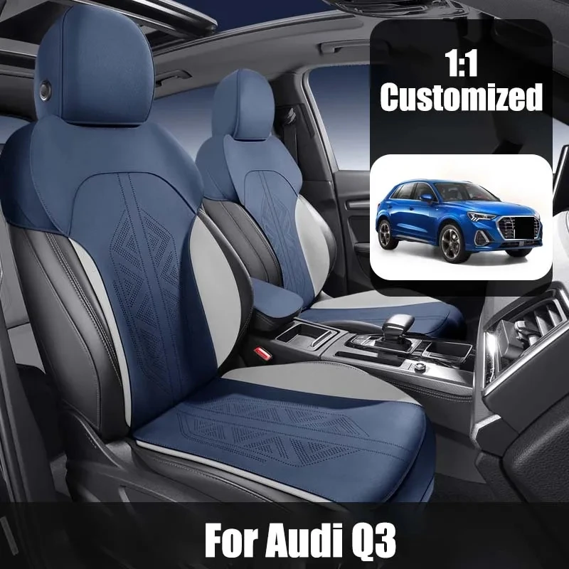 Custom fit Car Accessories Suede Saddle Seat Cushion Pad Half Covered For Audi Q3 year of 2019-2023