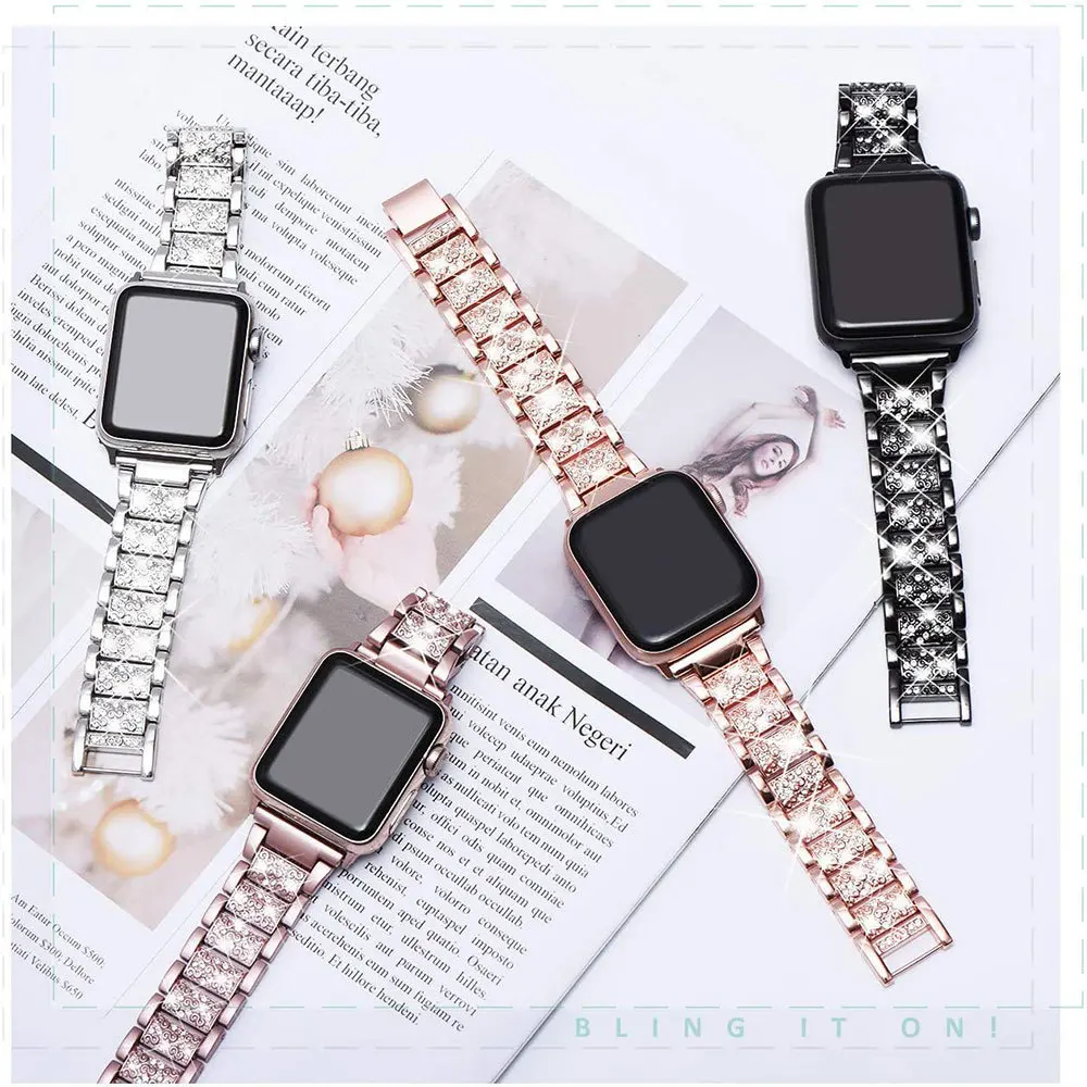 Diamentowy pasek do zegarka Apple Watch Band 49-45-40mm 44-41mm 46-42mm Metalowy pasek do zegarka IWatch Series 10 9 8 7 SE 6 5 Bransoletka damska — zdjęcie 4