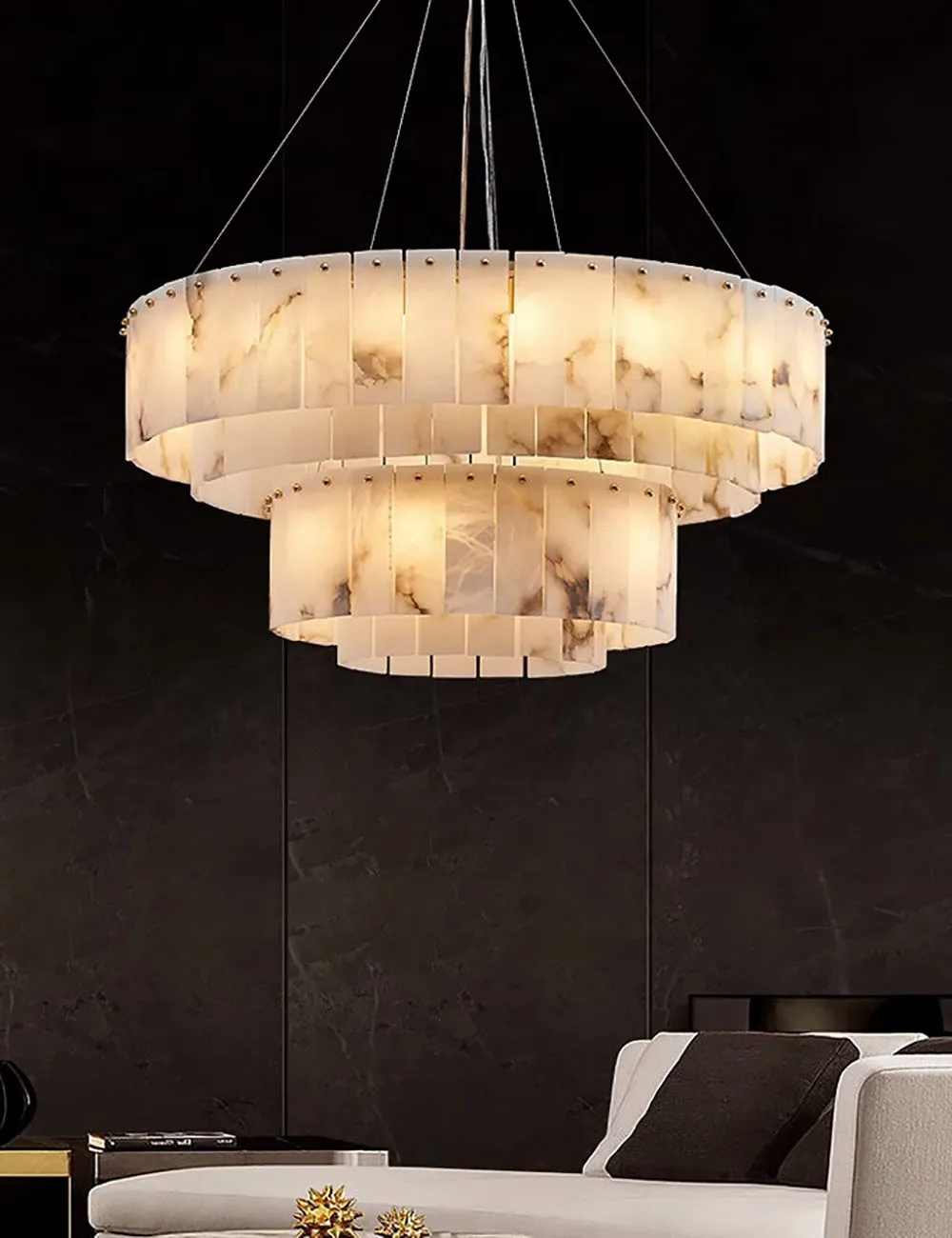 2 Layer Marble Series LED Hanging Lamps Chandelier