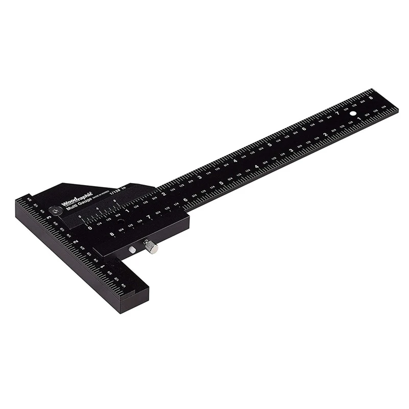 

1 Piece Woodworking Multifunctional Scribing Ruler T-Ruler 280Mm Measuring Ruler Scribing Tool Black