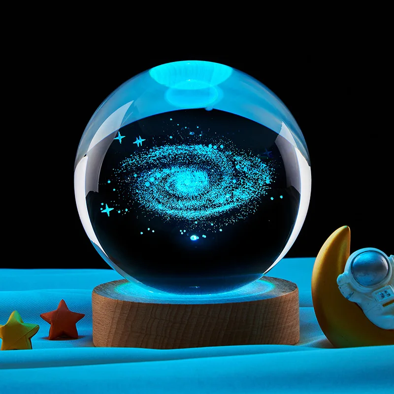 6CM Milky Way Galaxy Solar System Crystal Ball RGB Night Light Children Night Lamp Bedroom Ambient LED Light Creative Gift Decor