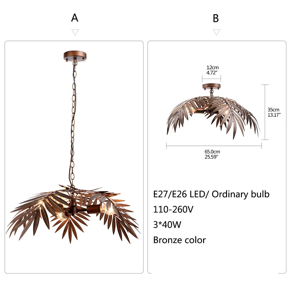 Imagem -04 - Rustic Coconut Leaf Chandelier Creative Metal Hanging Lamp para Loft Sala de Estar Restaurante Hotel Cafeteria Decor Lamp