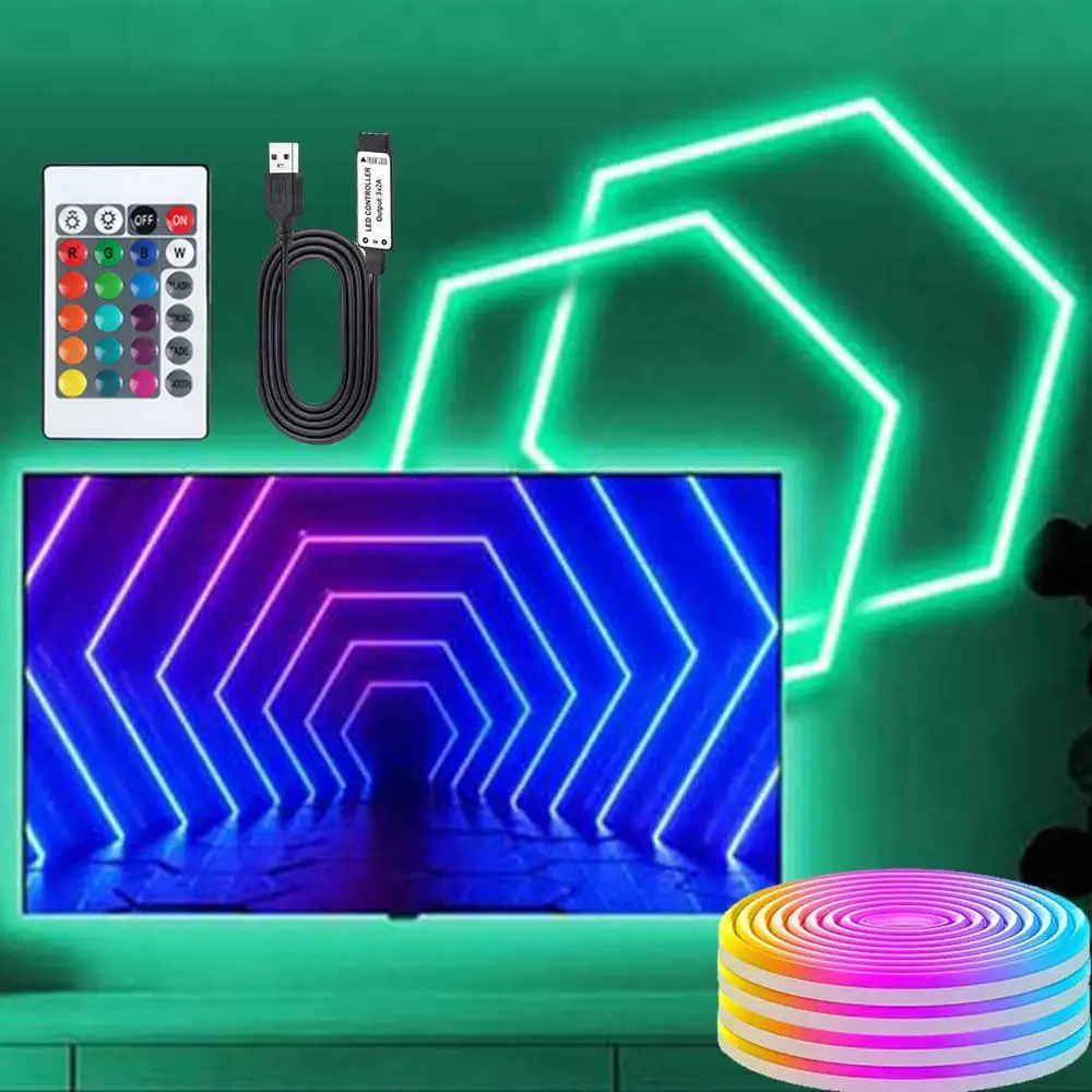 DC5V RGB Neon Strip Lights USB LED Strip 1M/2M/3M/4M/5M IP65 Wodoodporna taśma neonowa na imprezę Dekoracja domu Kolor oświetlenia