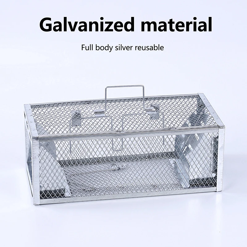 1PC Smart Self-Locking Mice Trap Cage Safe Firm Iron Mouse Catcher Animal Control Box Reusable Humane Indoor Outdoor Rat Trap Ca