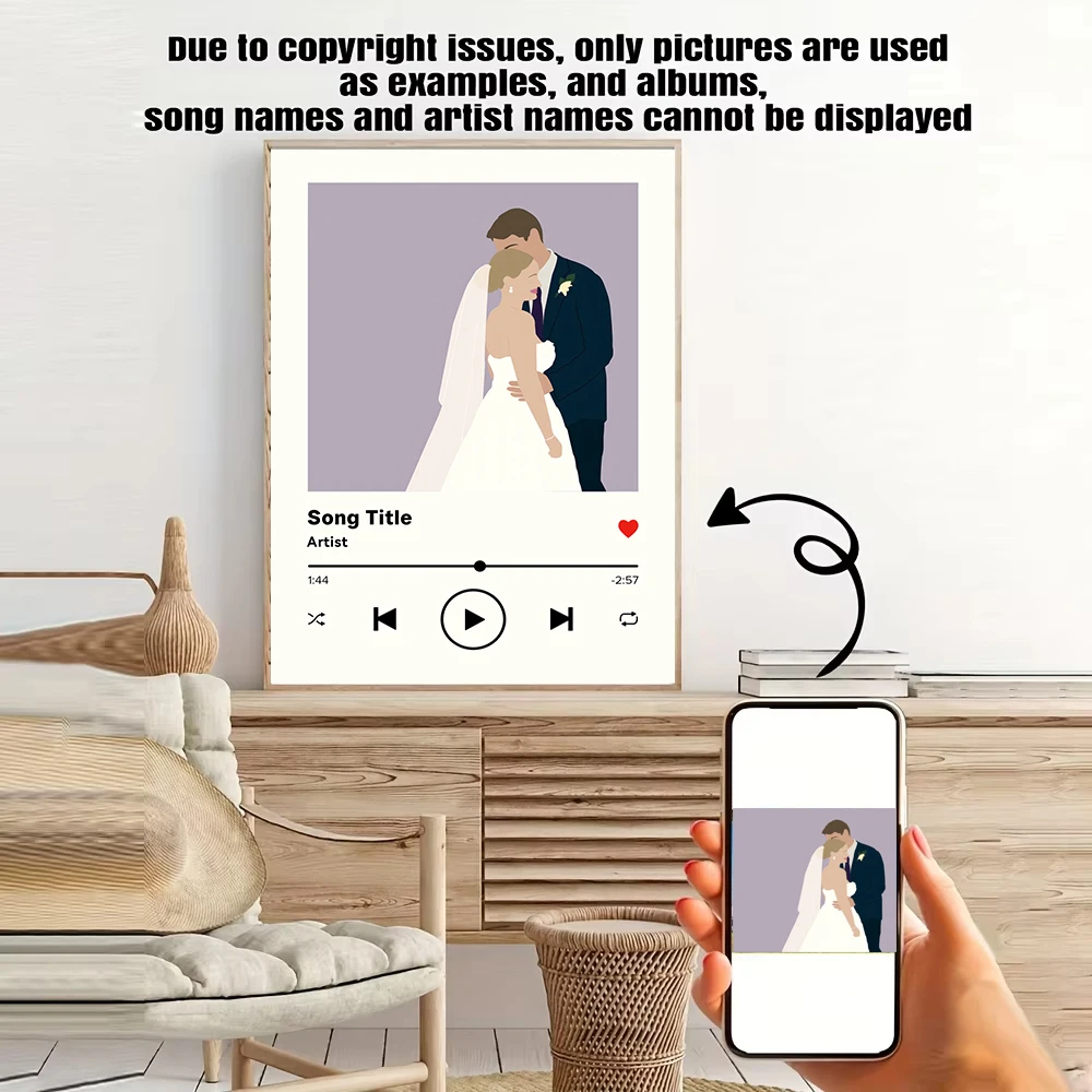 1pc Canvas Painting frameless Custom song album cover printing: Personalized music posters, choose any song album cover for pers